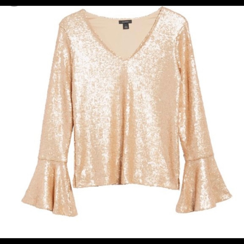 NWT Halogen rose gold sequinned top, M